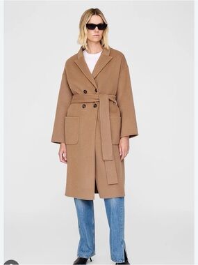 Anine Bing Dylan Coat Camel Cashmere Blend size medium